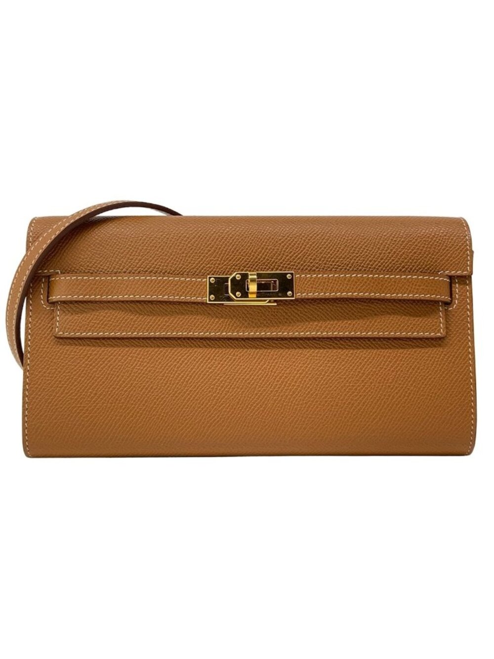 Hermes Wallet Kelly Long to Go Gold on Chain Shoulder Bag